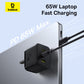 Baseus Palm Fast Charger 2C+U 65W UK Cluster Black (With: Baseus Mini White Cable Type-C to Type-C 100W(20V/5A) 1m Cluster Black)