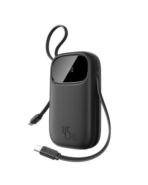 Baseus EnerFill FC31 Qpow3 Digital Display Power Bank with 2 Built-in USB-C Cables 10000mAh 45W Cosmic Black