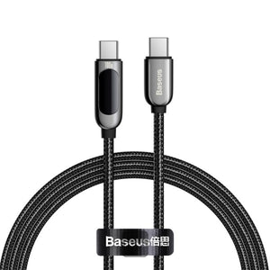 Baseus LED Display Fast Charging Data Cable Type-C to Type-C 100W 5A 1M - Black