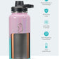 Buzio Trio Series Water Bottle with 3 Lids and Sleeve 1L - Pink Green