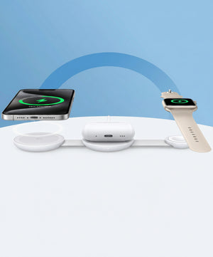 Anker MagGo Wireless Charging Station (3-in-1, Foldable Pad) with Adapter and Cable -White