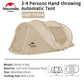 Naturehike 3-4 hand pop up automatic tent 280x200x120 - Cream