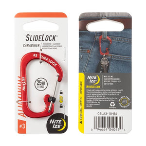 Niteize SlideLock Carabiner Aluminum #3 - Red