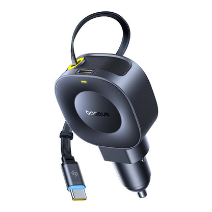 بيسوس شاحن سيارة مع كابل قابل للسحب بقوة 45 واط PrimeTrip VR2 - أسود