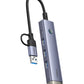 Baseus UltraJoy Series 4-Port HUB AIR Space Grey（USB-A&Type-C to USB 3.0*3+RJ45*1+Type-C5V）