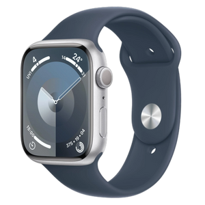 Apple Watch Series 9 GPS 41mm Silver Aluminium Case with Storm Blue Sport Band - S/M