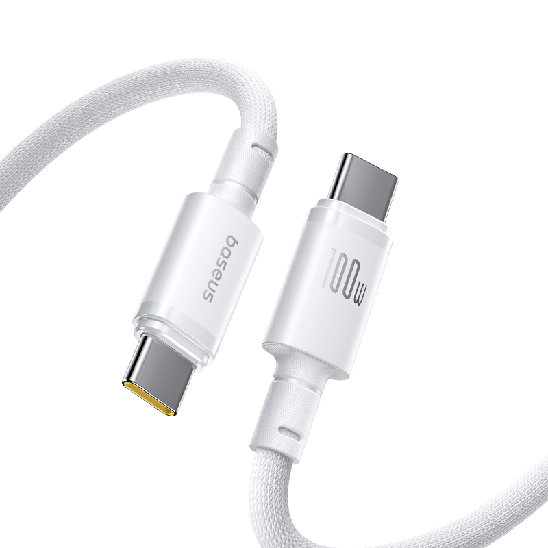 بيسوس كابل رابد تايب - سي الي تايب - سي بطول ١متر بقوة ١٠٠ واط - أبيض
