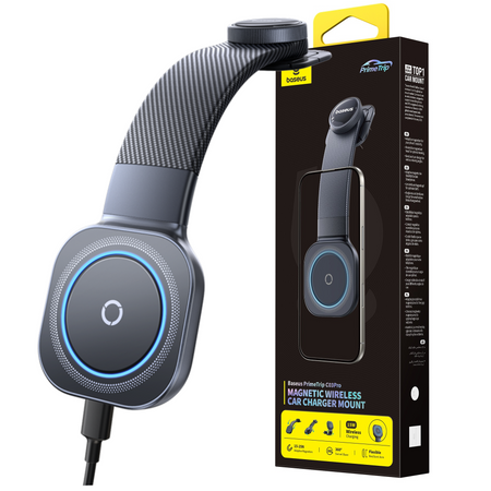 بيسوس حامل و شاحن هاتف مغناطيسي للسيارة PrimeTrip C03Pro - أسود
