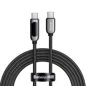 Baseus LED Display Fast Charging Data Cable Type-C to Type-C 100W 5A 2M - Black