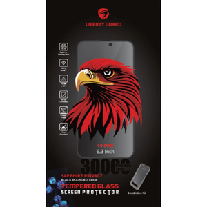 Liberty Guard 2.5D Full Cover CLEAR BLACK EDGE Sapphire Coating Glass With Applicator - 16 Pro