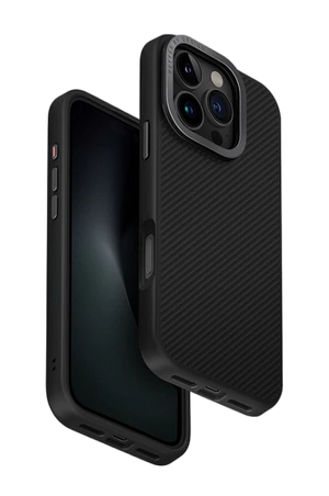 Uniq Hybrid Iphone 16 Pro Max Magclick Charging Keva Max With Camera Stand - Carbon Black