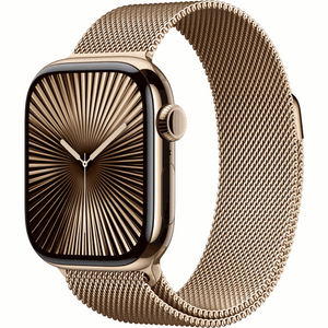 Apple Watch Series 10 GPS + Cellular 42mm Gold Titanium Case with Gold Milanese Loop