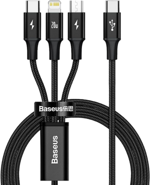 Baseus Rapid Series 3-in-1 Fast Charging Data Cable PD 20W 1.5m Black