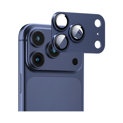 كاميرا LZEL المعدنية ذات الزجاج المقوى لهاتف iPhone 17 Pro Max - أزرق