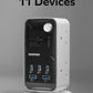 Momax 1-Charge Work Flow 6-Outlet Digital Display Power Tower مع USB (أبيض)