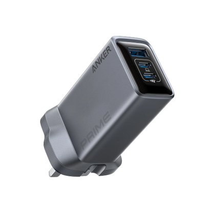 شاحن أنكر برايم (100 واط، 3 منافذ، GaN) - فضي