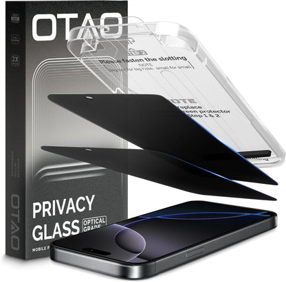 واقي شاشة OTAO Rock Glass المضاد للخصوصية (غطاء كامل) - iPhone 16 Pro Max