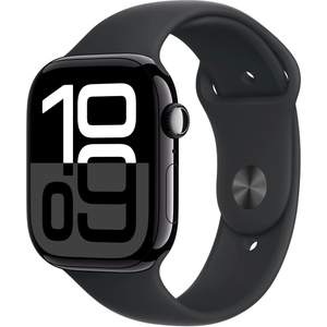 Apple Watch Series 10 GPS + Cellular 46mm Jet Black Aluminium Case with Black Sport Band - M/L