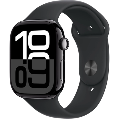 Apple Watch Series 10 GPS 46mm Jet Black Aluminium Case with Black Sport Band - M/L