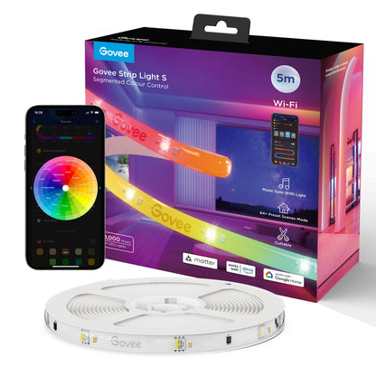 مصابيح شريط ليد Govee RGBIC Wi-Fi + بلوتوث مع طلاء واقٍ (5 أمتار) - H612A