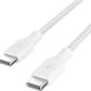 كابل  USB-C Belkin Boostcharge إلى USB-C مضفر بقوة 100 وات PD بطول 2 متر - أبيض