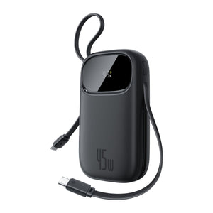 Baseus EnerFill FC31 Qpow3 Digital Display Power Bank with 2 Built-in USB-C Cables 20000mAh 45W Cosmic Black