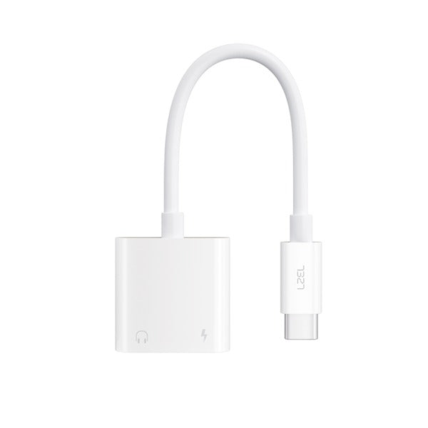 LZEL HubDuo Nexus Dual USB-C Headphone and Charger Adapter 20CM – White
