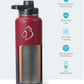 Buzio Trio Series Water Bottle with 3 Lids and Sleeve 1.2L - Ruby Red Navy