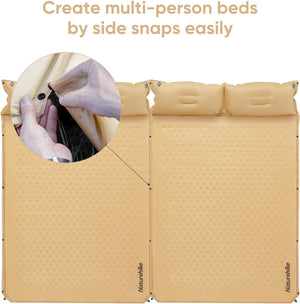 Naturehike D02- Double man spliced sleeping mat with pillow - Natural Yellow