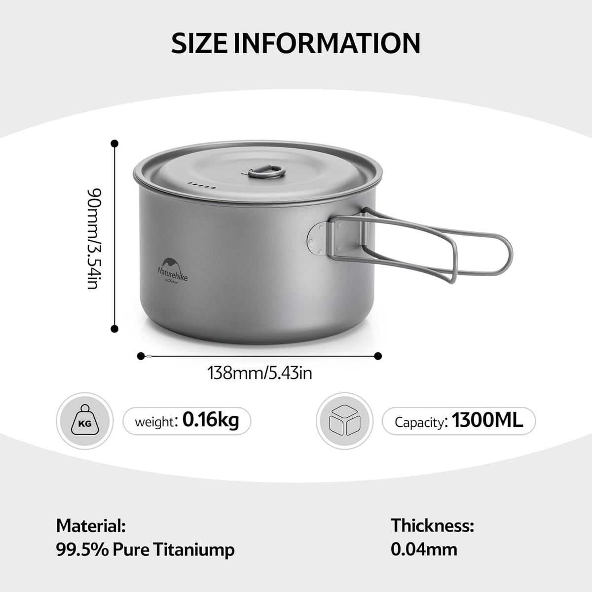 Ti Pot Naturehike TDG02 Outdoor Ti Pot 1300ML - Ti Color | Astore Electronics ...