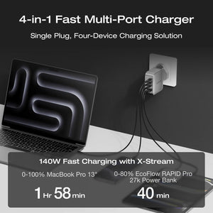 شاحن رابد برو (140 واط، 4 منافذ، GaN) من إيكو فلو