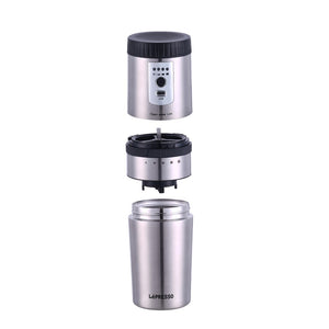 LePresso Portable Mug Burr Grinder Coffee Maker - Silver