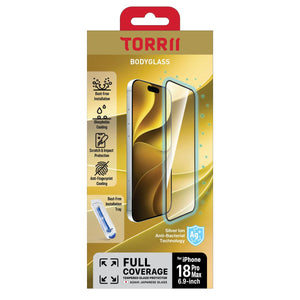 Torrii Bodyglass Screen Protector for iPhone 18 Pro Max (6.9”) Anti-bacterial – Full Coverage