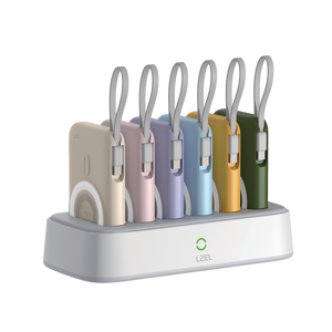 LZEL HexaEnergia Station 6x Wireless Powerbank Charging Dock | 10000mAh Full Battery | Built-in Cable | White