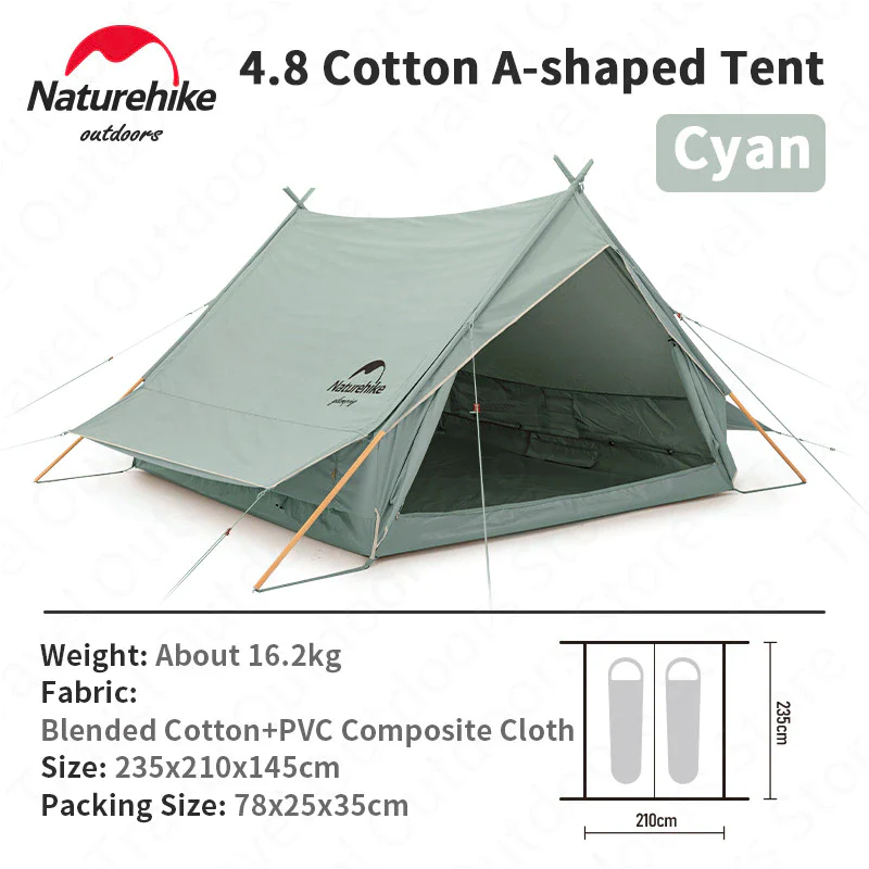 naturehike cotton tent Naturehike Extend 4.8 Cotton Eaves Tower Tent - Green