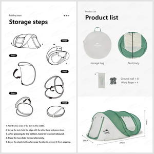 Naturehike 3-4 hand pop up automatic tent - Green&Grey