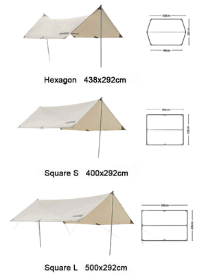 Naturehike Girder shelter tarp with 2 poles Vinyl coated (5*3m) - Silver