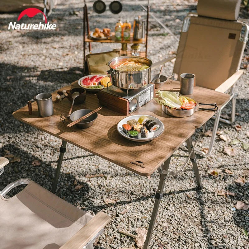 Naturehike Adjustable Height Folding Table - Brown (80*80*39/60)