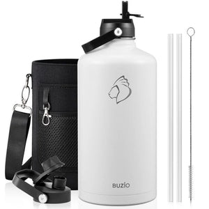 Buzio Duet Series Gallon Bottle with 2 Lids and Sleeve 3.8L - White