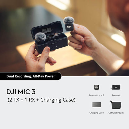 مايك DJI 3 (2 جهاز إرسال + 1 جهاز استقبال + علبة شحن)