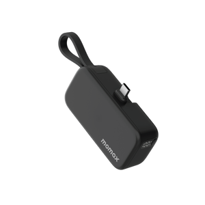 Momax 1-Power Mini 5000mAh Bulit-in foldable USB-C connector Battery pack (Black)