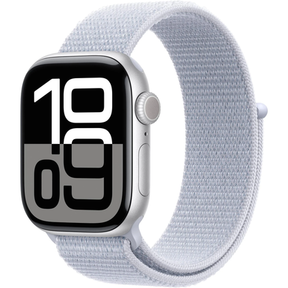 Apple Watch Series 10 GPS 42mm Silver Aluminium Case with Blue Cloud Sport Loop