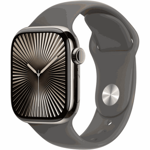 Apple Watch Series 10 GPS + Cellular 42mm Natural Titanium Case with Stone Grey Sport Band - M/L