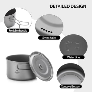 Naturehike TDG02 outdoor Ti pot (1300ML) - Ti Color