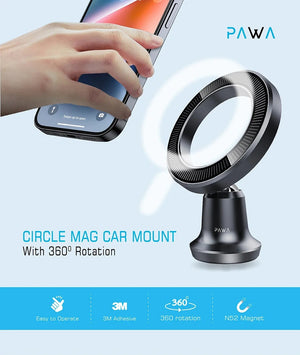 PAWA Circle Mag Car Mount with 360 Rotation