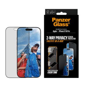 واقي شاشة PanzerGlass للحفاظ على الخصوصية (في اتجاهين) لهاتف iPhone 17 | تصميم فائق الاتساع مع أداة EasyAligner