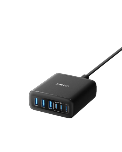 Anker Charger (112W, 6 Ports, GaN) -Black