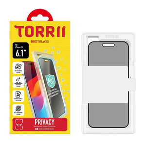 واقي شاشة Torrii Bodyglass مع طبقة مضادة للبكتيريا لهاتف iPhone 15 Pro (6.1 بوصة) – تغطية كاملة باللون الأسود