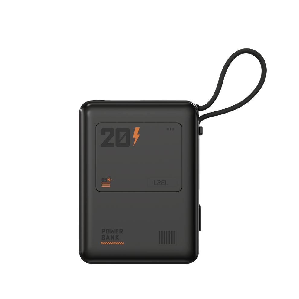 بنك الطاقة المحمول LZEL Zenoflex Surge20 بسعة 20000 مللي أمبير وقوة قصوى 65 واط بتقنية الشحن السريع PD، مزود بمنفذي USB-C - أسود