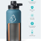 Buzio Trio Series Water Bottle with 3 Lids and Sleeve 1L - Indigo Crush